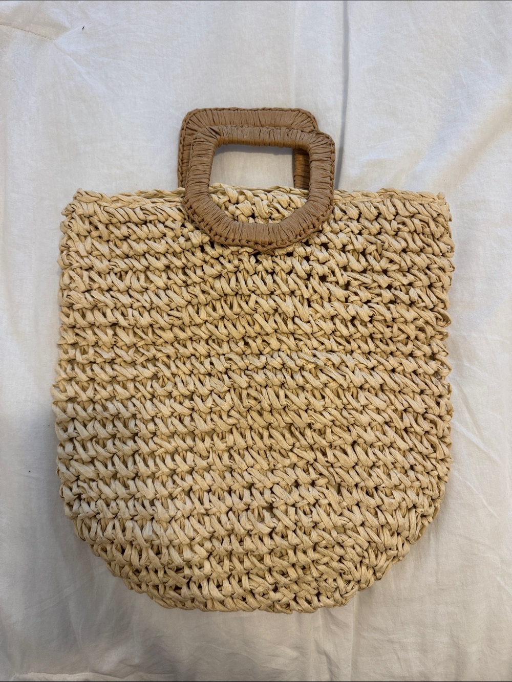 Forever 21 Woven Straw Tote Bag with Rope Handles